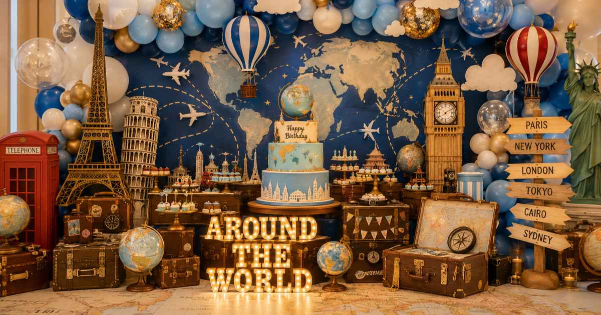 tema ulang tahun kantor Around the World